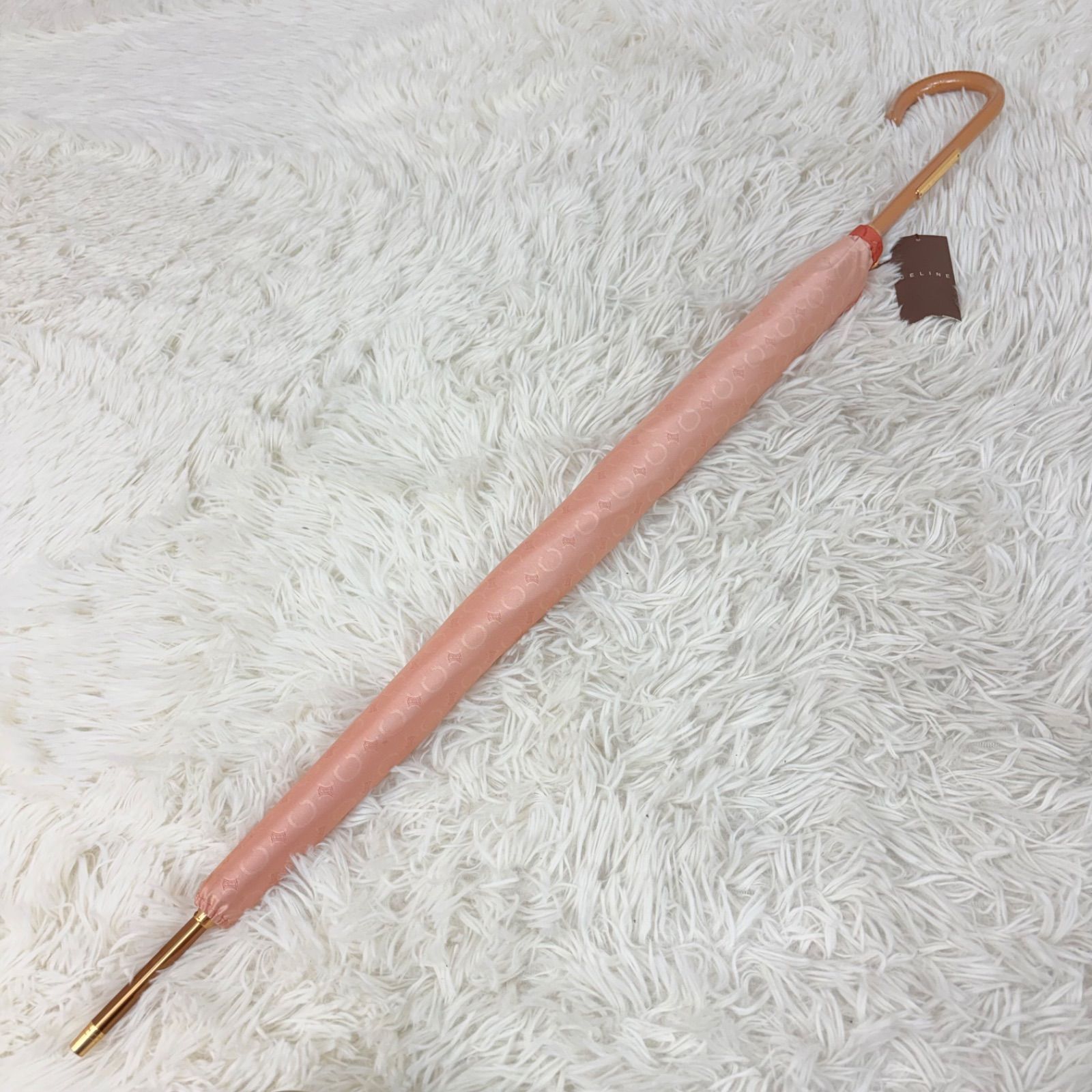 未使用品 CELINEセリーヌ 傘袋付 長傘 サーモンピンク タグ付