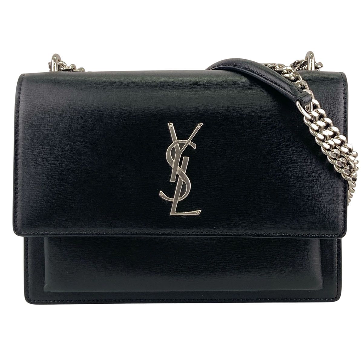 SAINT LAURENT サンローラン パリ サンセット ミディアム チェーンショルダーバッグ ショルダーバッグ 442906 レディース レザー ブラック 中古