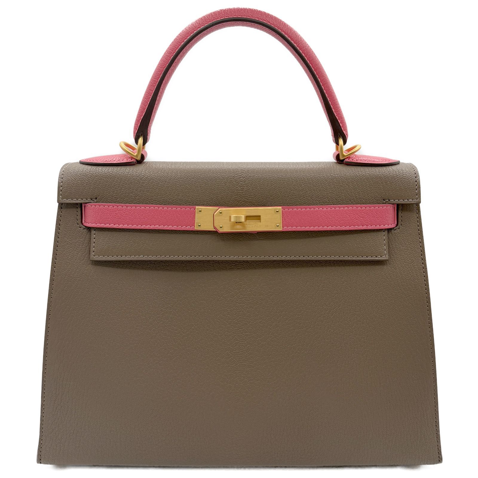 エルメス(HERMES) ケリー28 SPO エトゥープ/ローズアザレ シェーブル マットゴールド金具 Y刻印(2020年製造) 未使用 レディース ハンドバッグ ショルダーバッグ