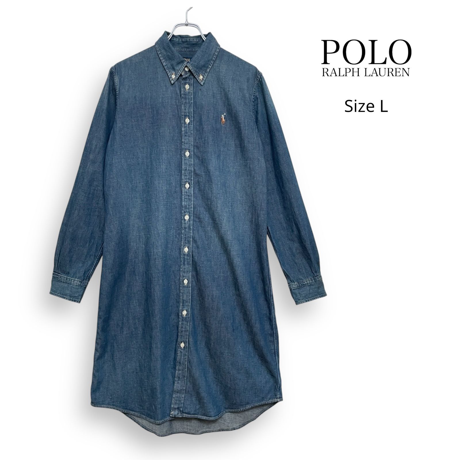 現行タグ POLO RALPH LAUREN ポロ ラルフローレン デニム シャツ ワンピース SizeL
