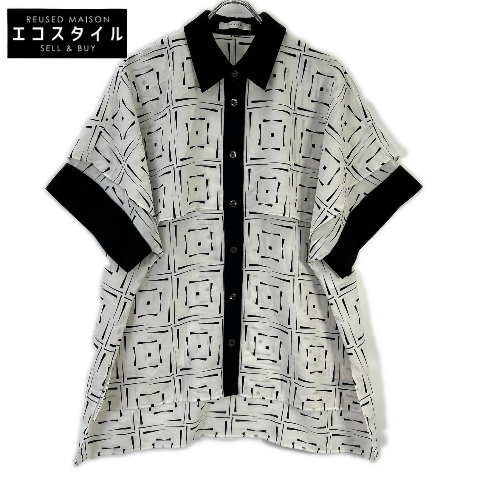 ADORE　アドーア　531-1110401 ホワイト モノトーンブロックブラウス　38