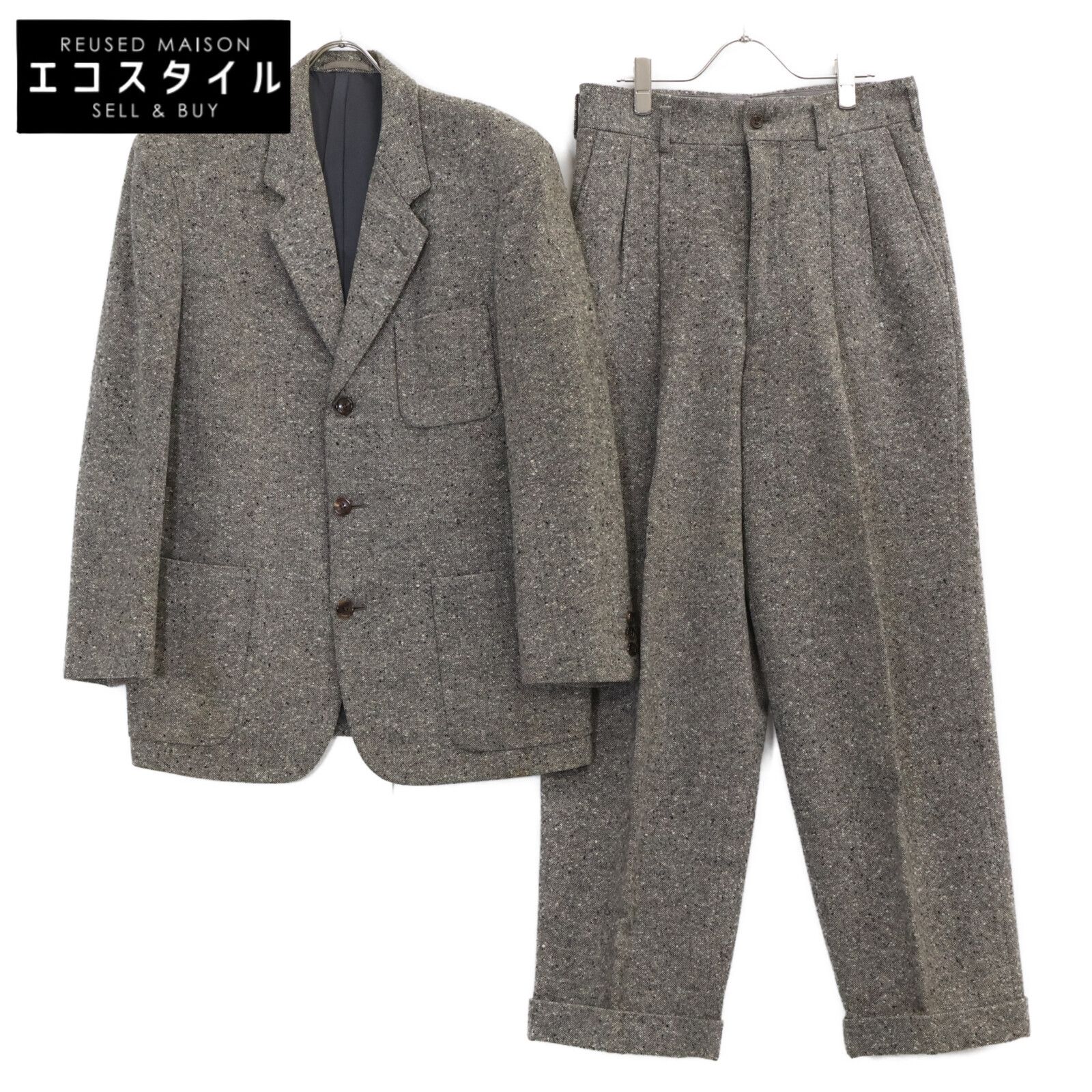 COMMEdesGARCONS HOMME　コムデギャルソンオム　90s 田中オム HJ-08034M グレー ミックスツイード セットアップ　M