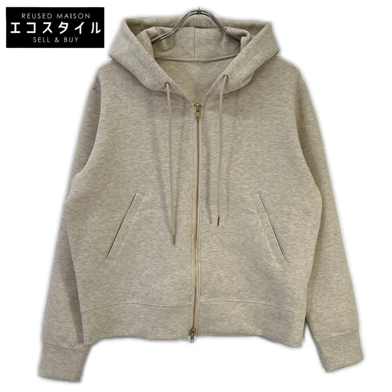 Spick&Span　スピック＆スパン　26年製 26-070-200-9065 クリームホワイト コットン混 ストレッチジップフードパーカー