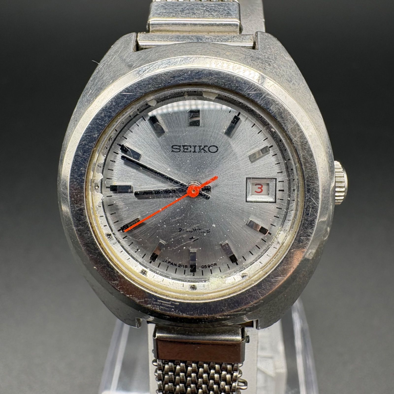 SEIKO セイコー 手巻き 腕時計 レディース シルバー デイト 稼働品