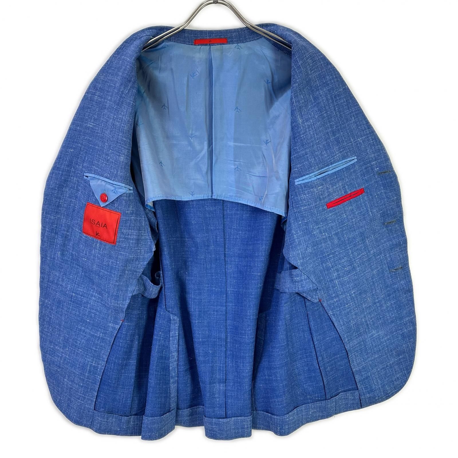 ISAIA イザイア SAILOR ブルー ウールシルクリネン 段返り 3B シングル