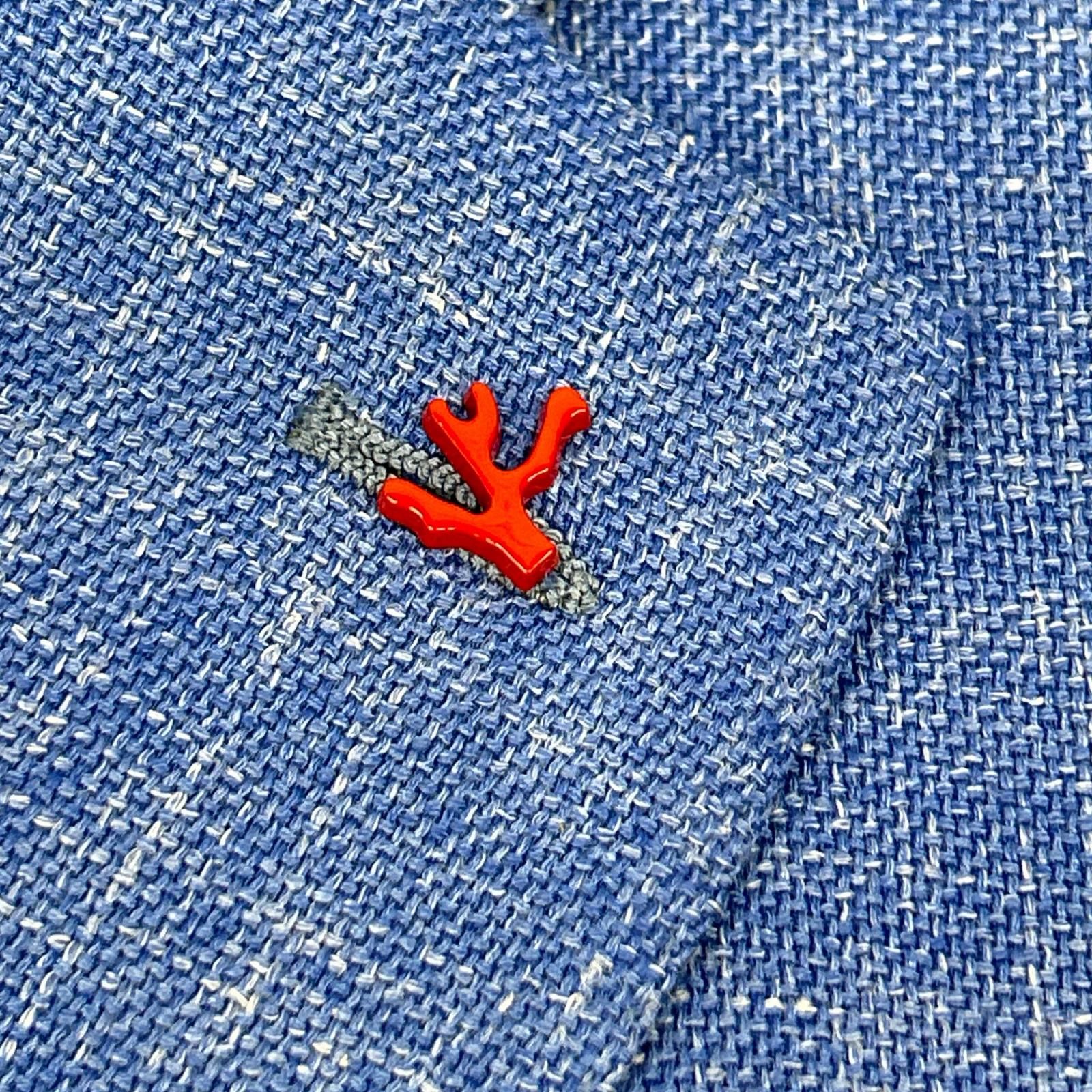 ISAIA イザイア SAILOR ブルー ウールシルクリネン 段返り 3B シングル 
