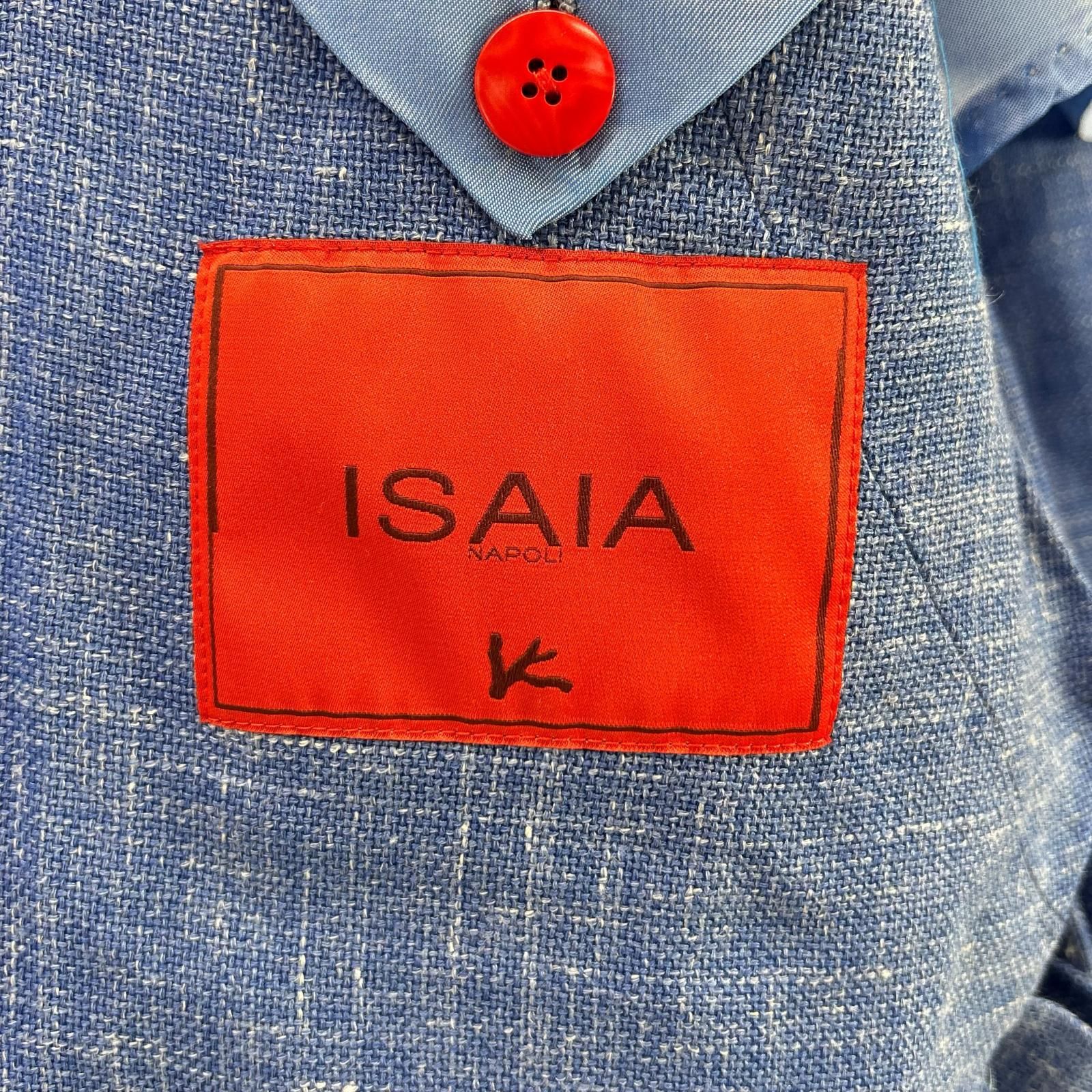 ISAIA イザイア SAILOR ブルー ウールシルクリネン 段返り 3B シングル 