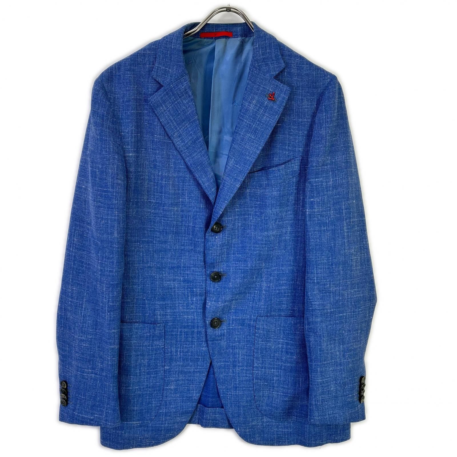ISAIA イザイア SAILOR ブルー ウールシルクリネン 段返り 3B シングル