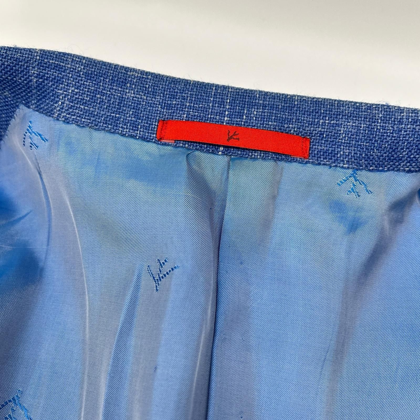 ISAIA イザイア SAILOR ブルー ウールシルクリネン 段返り 3B シングル 