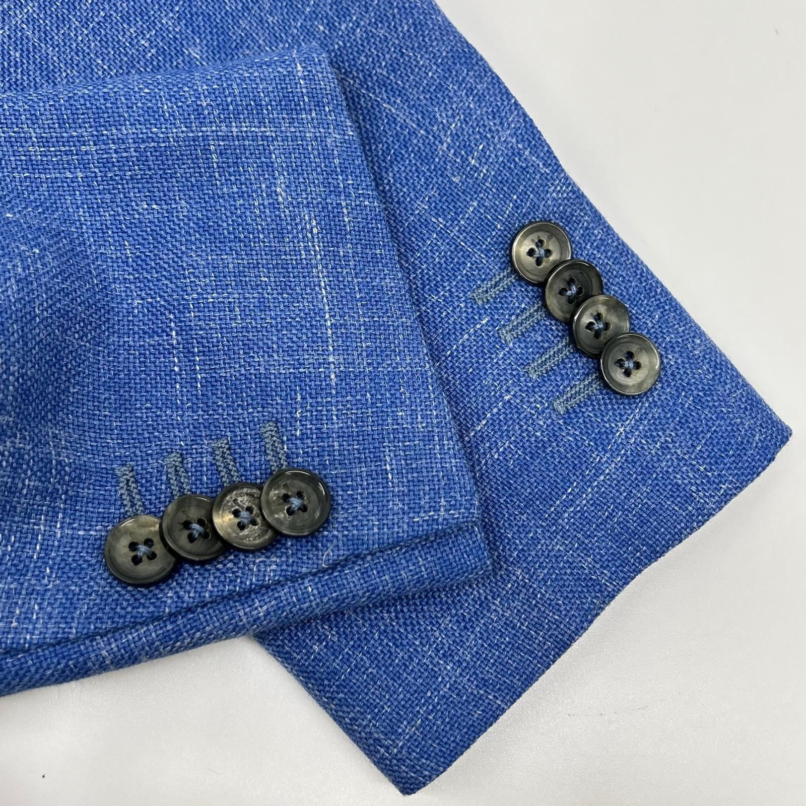 ISAIA イザイア SAILOR ブルー ウールシルクリネン 段返り 3B シングル