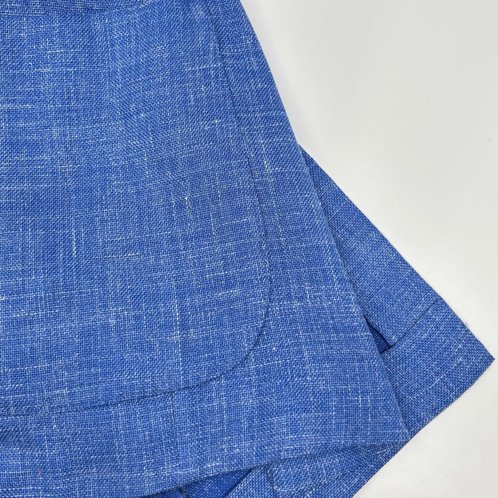 ISAIA イザイア SAILOR ブルー ウールシルクリネン 段返り 3B シングル 