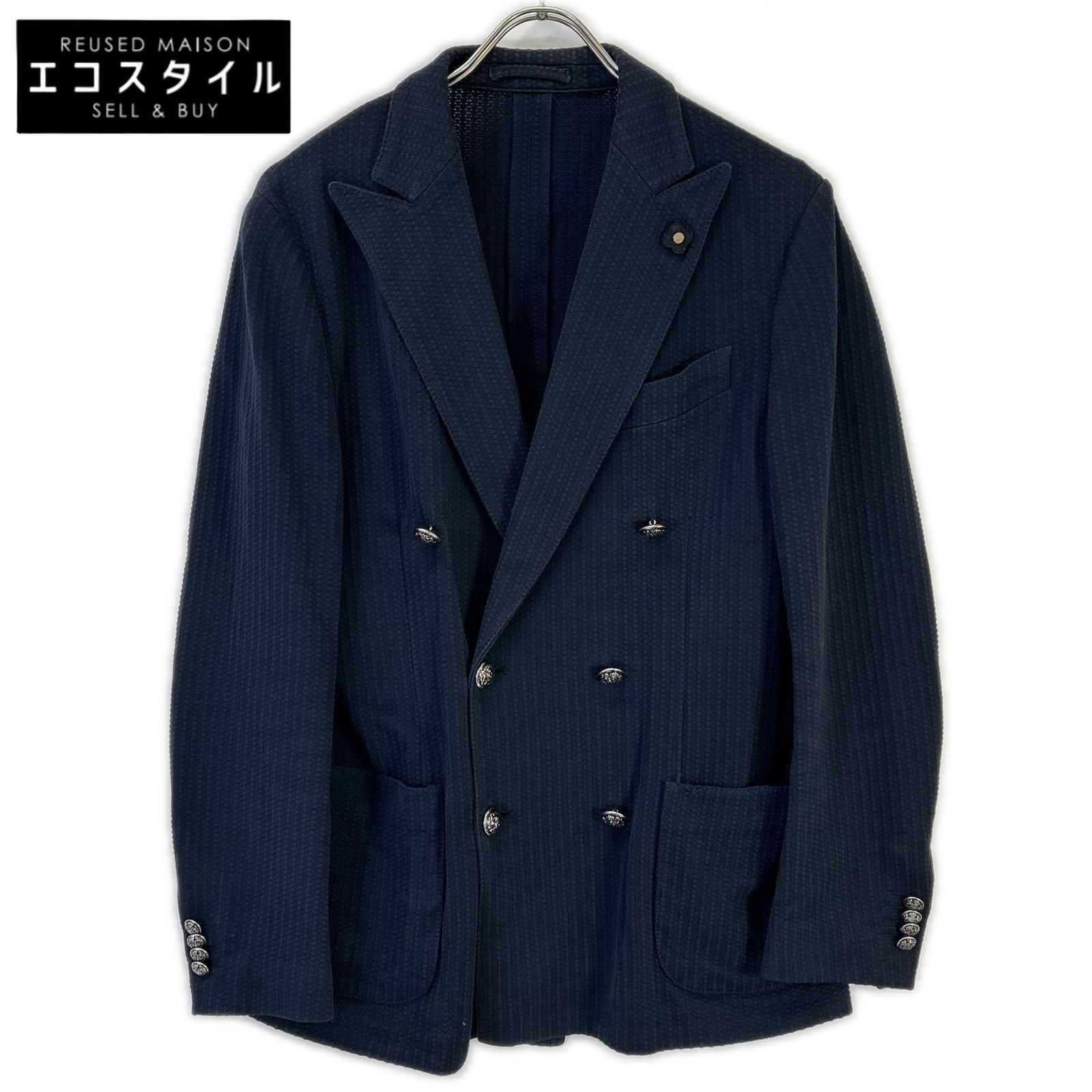 LARDINI　ラルディーニ　JG32906MQ ネイビー ダブル シアサッカー ジャケット　48