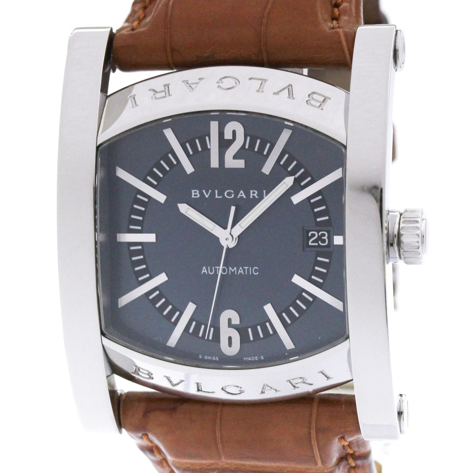 ブルガリ (BVLGARI) アショーマ ステンレススチール レザー 自動巻き メンズ 時計 AA48S (外装仕上げ済み)