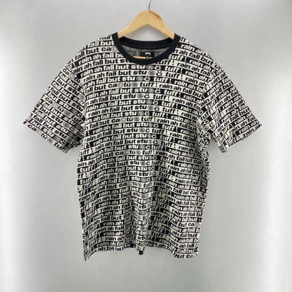 【中古】STUSSY×CACTUS PLANT FLEA MARKET コラボ 総柄 TEE S/S ホワイト×ブラック XL　ステューシー[24]