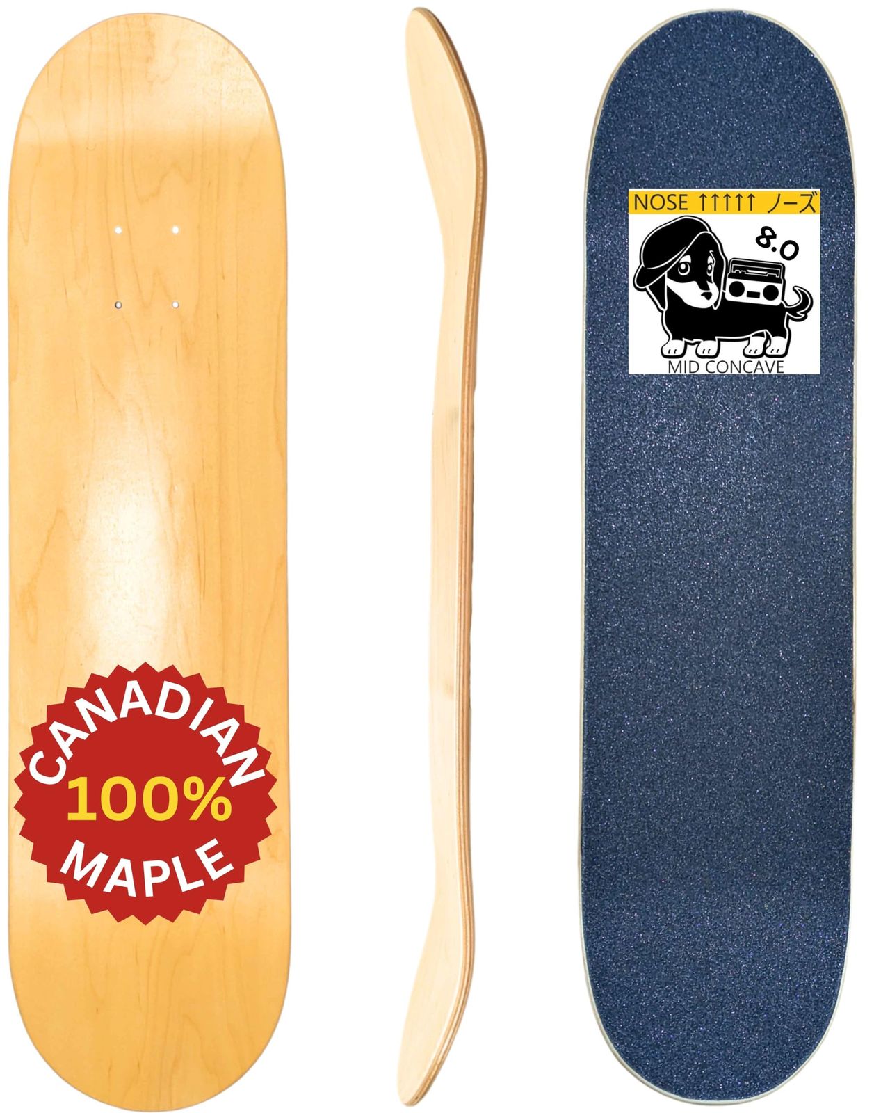 【カナディアンメープル】PRO スケボー デッキ【国内ブランドWLNTSKATE】デッキテープ 貼り付け済み 7層 100% HARDROCK CANADIAN MAPLE スケートボードデッキSkate [1] [8.0インチ CANADIAN MAPLE]