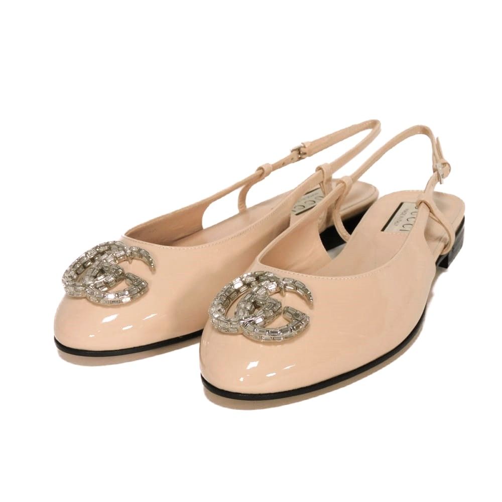 GUCCI グッチ/GGクリスタルビジューフラットシューズ/サイズ35 1/2 GUCCI グッチ ダブルG クリスタル バレエ シューズ 36 1/2 ビジュー