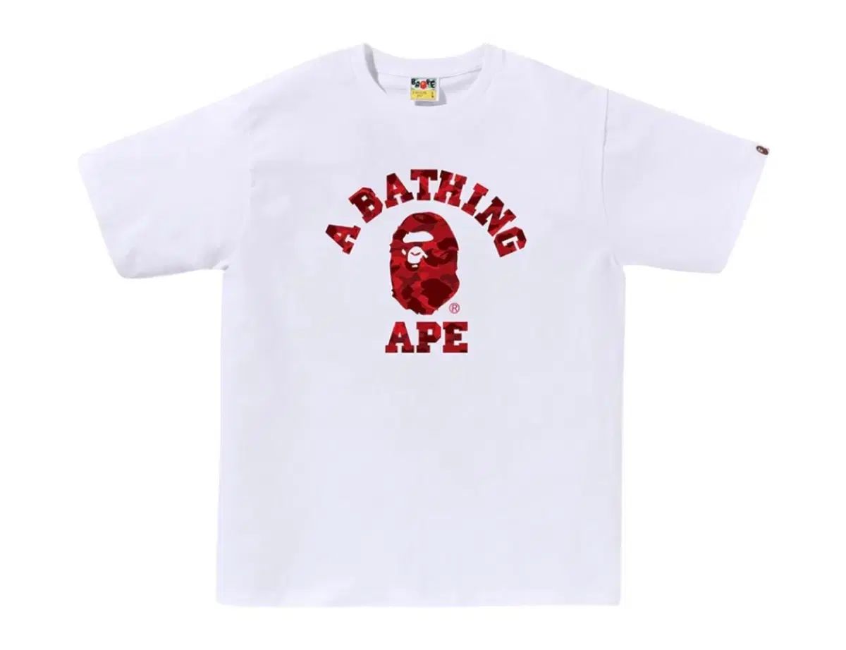 A BATHING APE COLOR カモフラージュ カレッジ Tシャツ 白 レッド M L