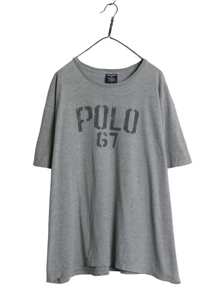 90s ポロスポーツ ラルフローレン プリント 半袖 Tシャツ メンズ XXL オールド ポロ ステンシル カットソー ゆったり 大きいサイズ グレー
