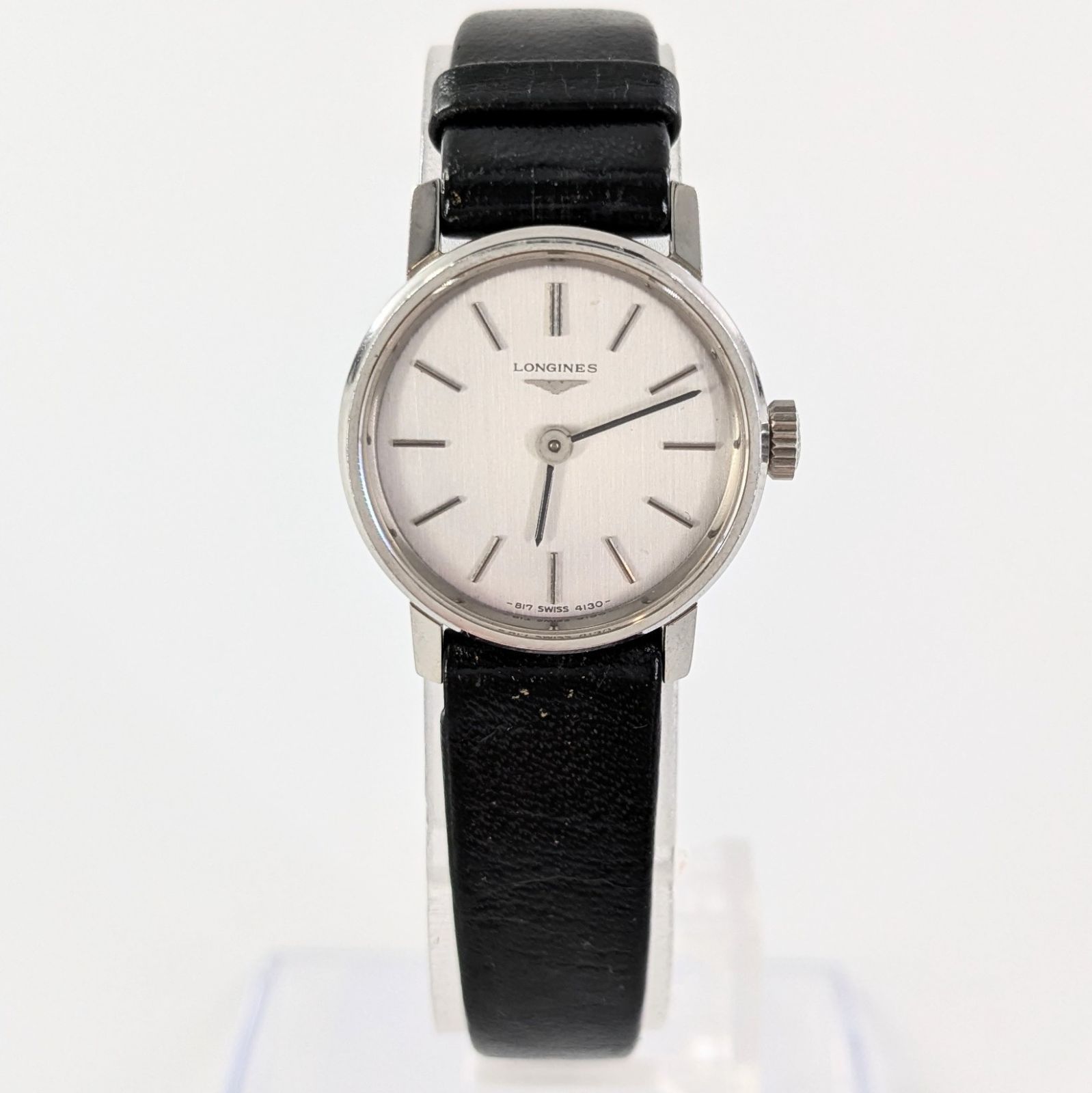 LONGINES ロンジン 817-4130 手巻き/レザー シルバー文字盤 レディース腕時計 稼動品【QG-78】 LONGINES ロンジン 817-4130 手巻き/レザー シルバー文字盤 レディース腕時計 稼動品【QG-78】