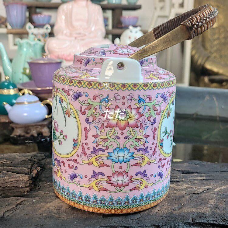 中国茶器 ピンク琺瑯彩かささぎ牡丹提梁壺 煎茶器 茶壺 茶道具 新商品未使用 中国茶器 ピンク琺瑯彩かささぎ牡丹提梁壺 煎茶器 茶壺 茶道具 新