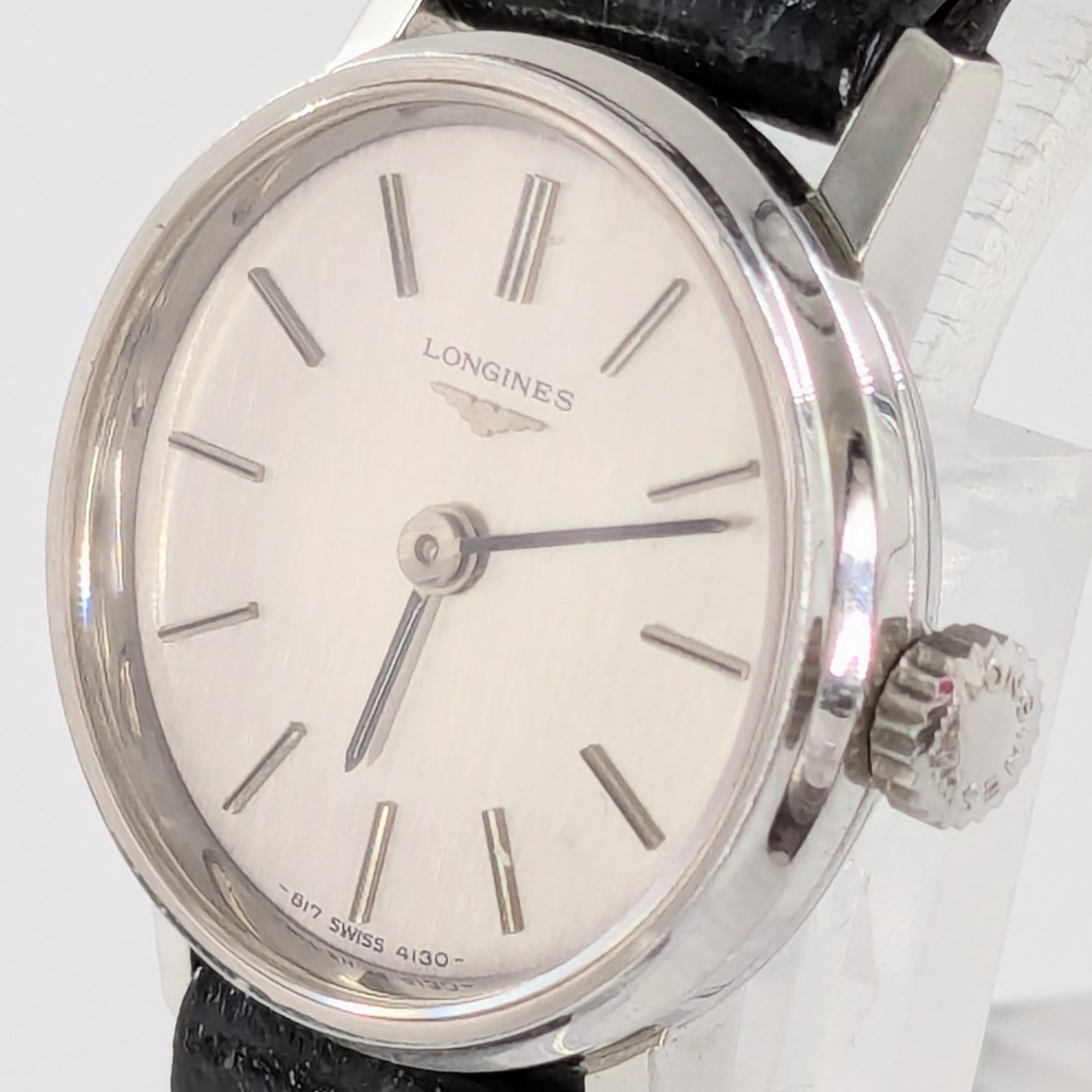 LONGINES ロンジン 817-4130 手巻き/レザー シルバー文字盤 レディース腕時計 稼動品【QG-78】 LONGINES ロンジン 817-4130 手巻き/レザー シルバー文字盤 レディース腕時計 稼動品【QG-78】
