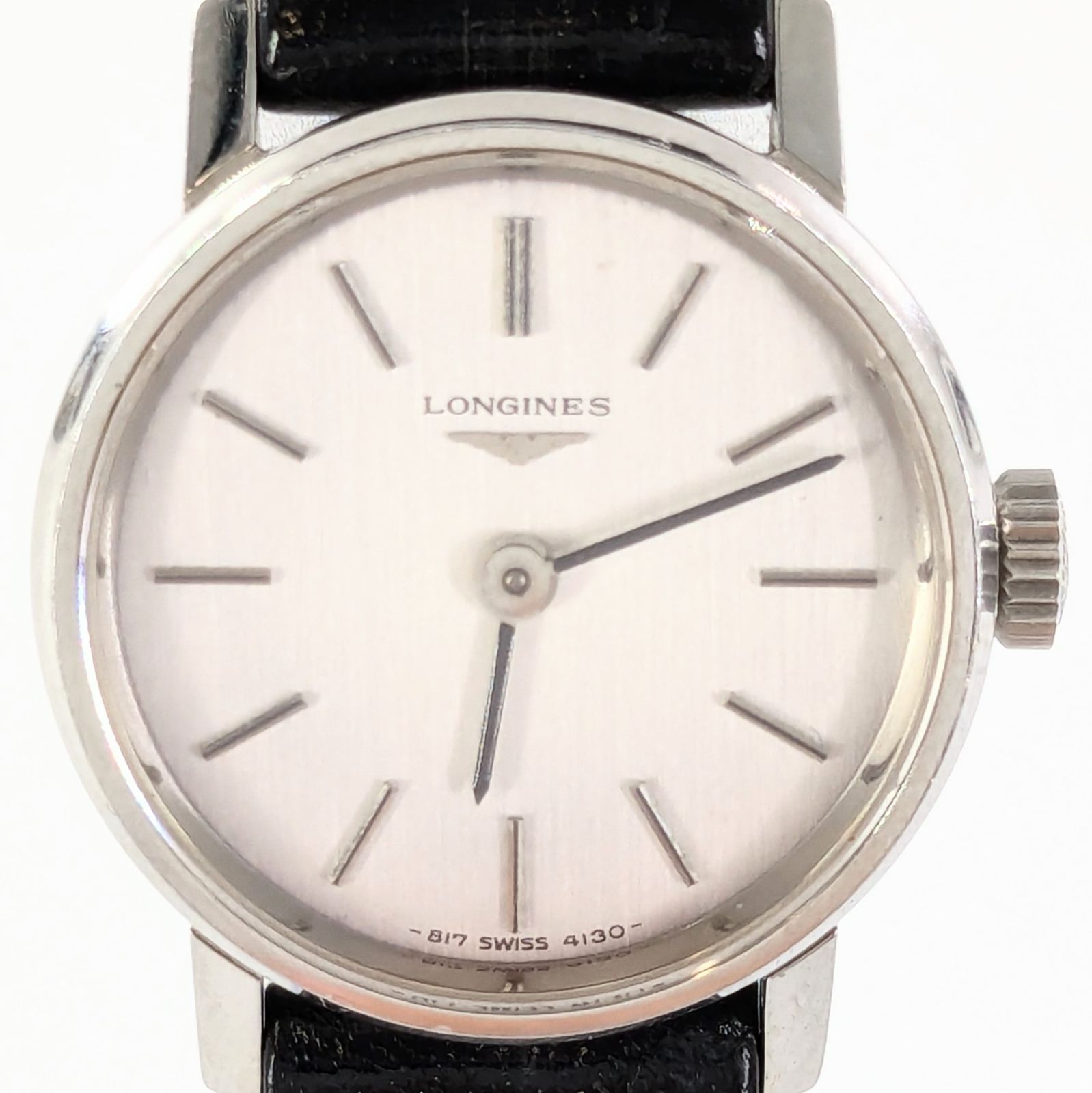 LONGINES ロンジン 817-4130 手巻き/レザー シルバー文字盤 レディース腕時計 稼動品【QG-78】 LONGINES ロンジン 817-4130 手巻き/レザー シルバー文字盤 レディース腕時計 稼動品【QG-78】