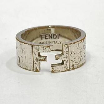 【中古】FENDI FFロゴ リング 19号 ブロンズ製 △メッキ剥がれ フェンディ[24]