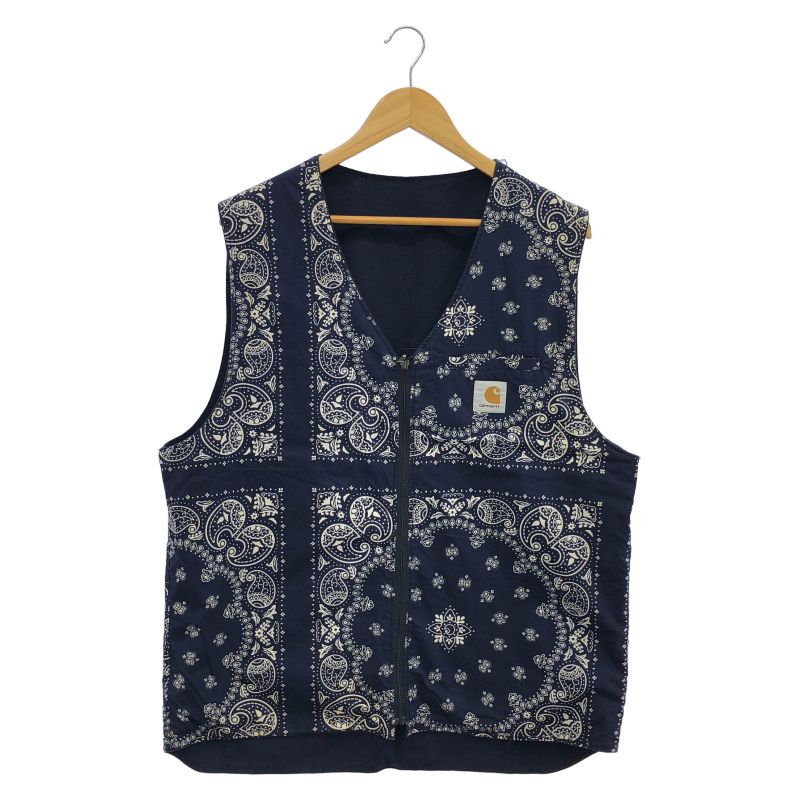【中古】Carhartt リバーシブル Bandana Work Vest L ネイビー カーハート[10]