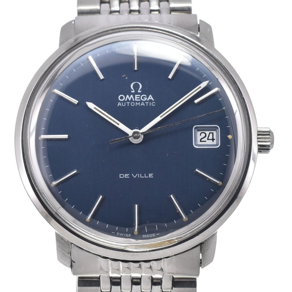 オメガ OMEGA デビル ワンピースケース デイト ブルー 自動巻き メンズ 良品 腕時計 M#146208