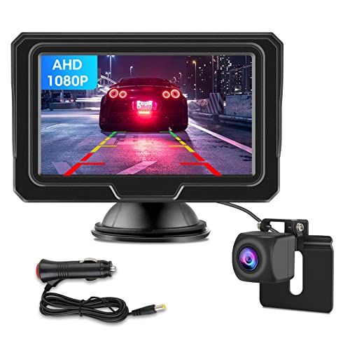 【新型2種類の電源供給】 AHD 4.3インチLCDモニターバックカメラモニターセット 1080P 超暗視機能 バックカメラモニター ガイドライン設定 正鏡像切り替え IP68防塵防水 12V対応 シガーソケット給電 取り付け簡単 6m延長ケ 976da3fe