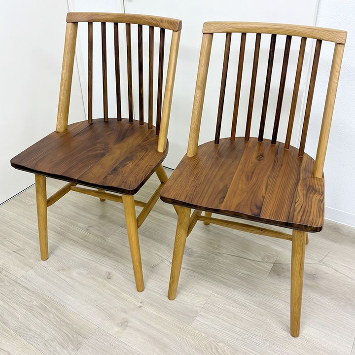 ★本日まで！超メルカリ市★【展示品】定価6.8万 桜屋工業 ダイニングチェア 2脚セット 完成品 ツートン おしゃれ ナチュラル カフェ風 個人未使用【送料無料】