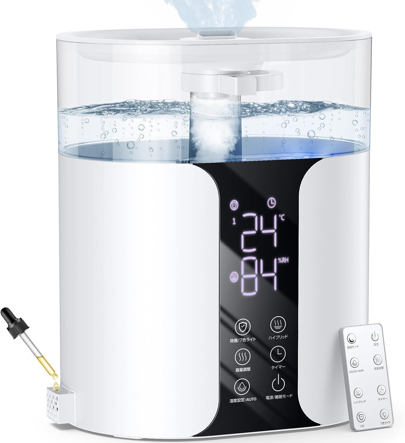 加湿器 大容量 8L【2026年新定番・6重除菌・自動加湿調整】 ハイブリッド スチーム式 省エネ 加熱式 除菌 空気清浄機能 20dB極静音 強力 湿度センサー スリープモード タンク持ち上げ可 上から給水 1-24hタイマー 超音波式 リ 7c8a055e