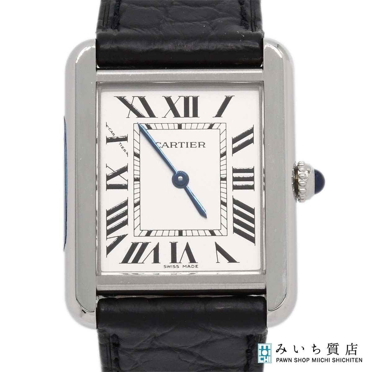 稼働 腕時計 Cartier カルティエ タンクソロ クォーツ シルバー色文字盤 2024年4月電池交換済 ベルト社外 ケース有 gen83