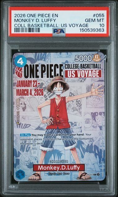 【PSA10】モンキー・Ｄ・ルフィ(P){青}〈P-055〉[ワンピース カレッジ バスケットボール：USボヤージュ]