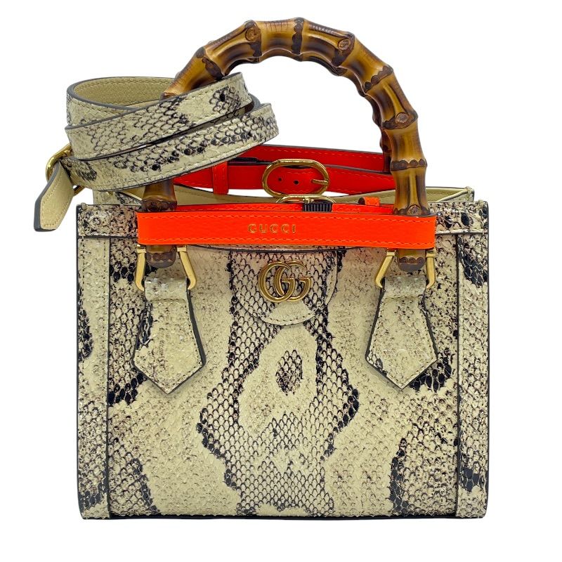 グッチ GUCCI ダイアナスモールトートバッグ 655661 アイボリー/ゴールド パイソン レディース ショルダーバッグ