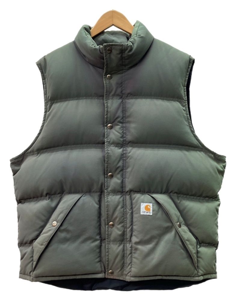 カーハート Carhartt Kalkaska Down Puffer Vest カルカスカ ダウン パファー ベスト ジップアップ アウトドア フェード 灰 緑 100118 039 ベスト ロゴ グレー Lサイズ 104MT-3318