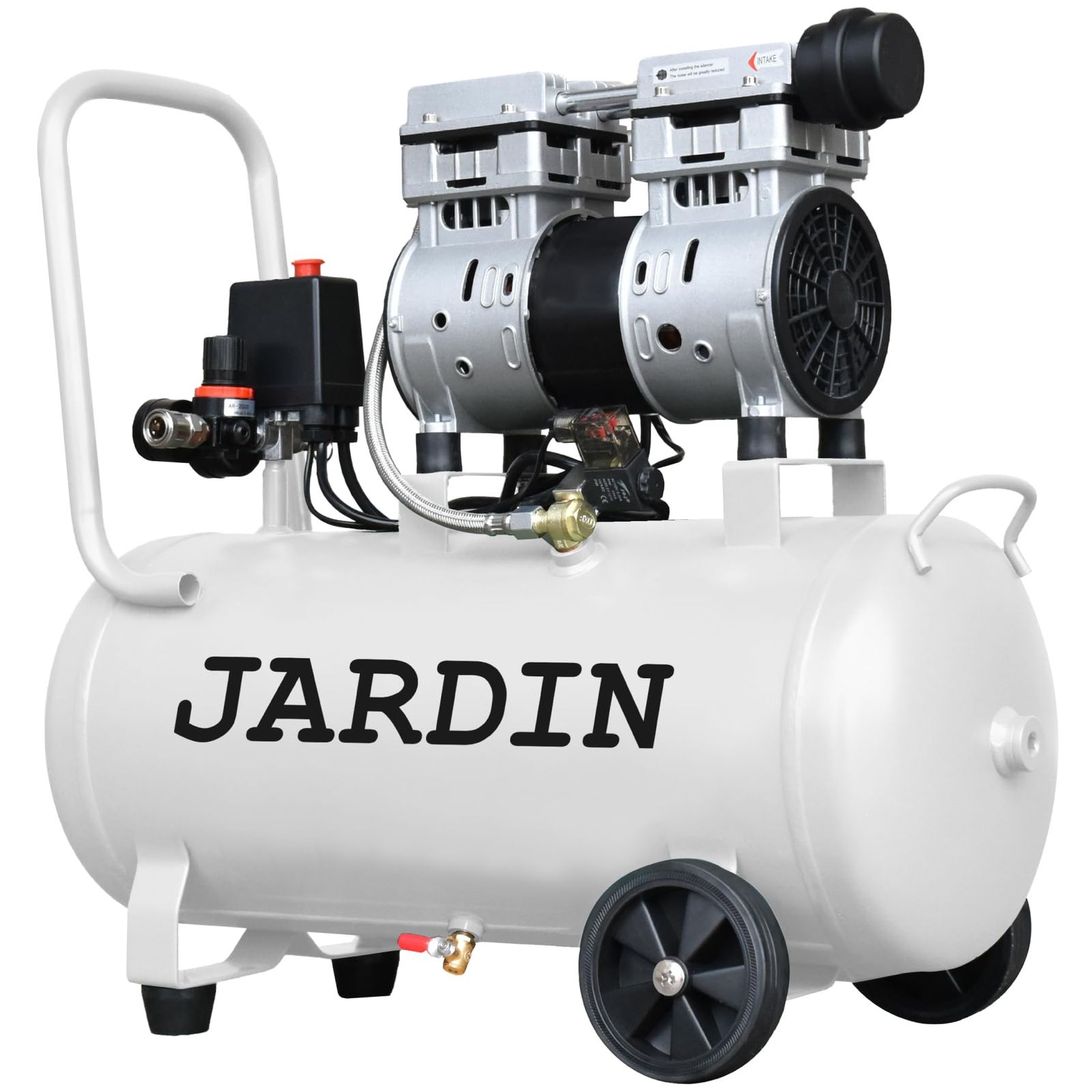 【新品】JARDIN（ジャルダン） エアーコンプレッサー 30L 静音 オイルレス 0.8MPa ハイパワー 高速充填 大容量 コンパクト100V 業務用 車 自転車 空気圧管理 (A．30リットル ホワイト) b6aabd6a