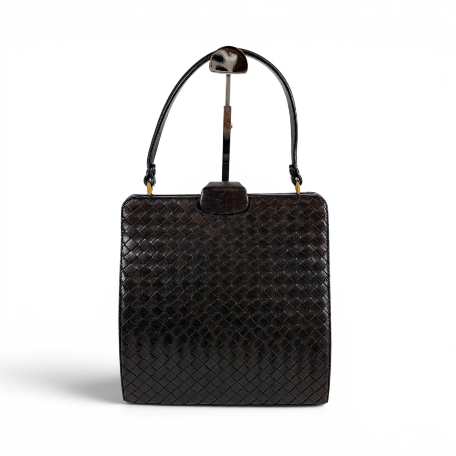 ボッテガヴェネタ　BOTTEGA VENETA トップハンドルバッグ　イントレチャートレザー　ブラウン　ヴィンテージ