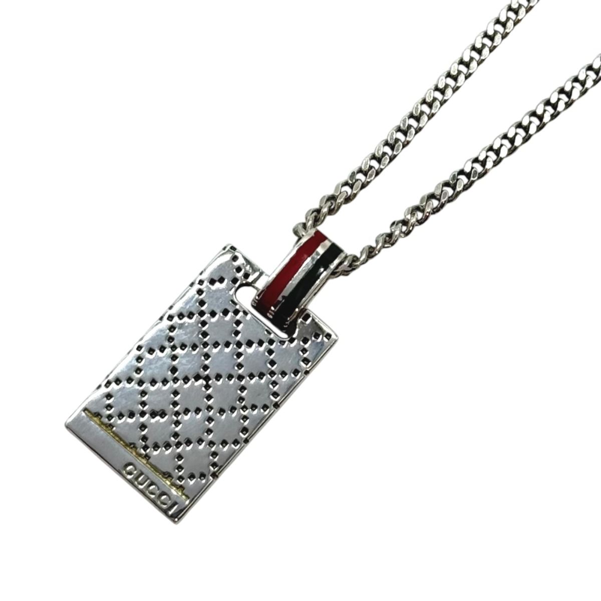 GUCCI 新品同様品　ディアマンテプレートネックレス　極美品　925シルバー 美品 GUCCI グッチ ディアマンテ プレート タグ シルバー シルバー925