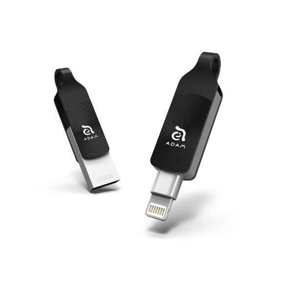 【新品】iPhone USBメモリ 128GB ADAM iKlips DUO+ ADRAD128GKLDPRXJ Lightning USB3.1 Type-A グレー スマホ 容量不足解消 バックアップ データ移行 iPad PC 外付け ドライブ