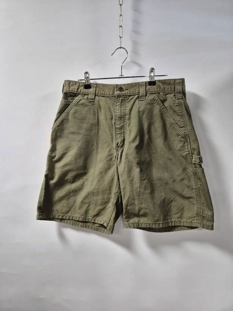 送料無料*Carhartt カーハート カーペンター ハーフパンツ 32サイズ オリーブ (状態A級)