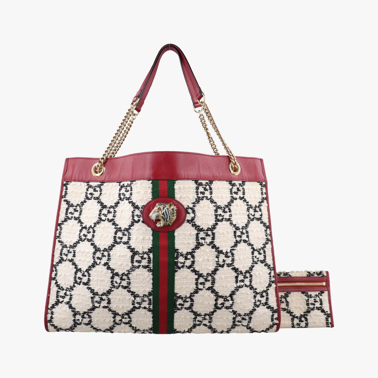 グッチGucciラジャ ホワイト×レッド ツイード×レザー 537219 B030058796