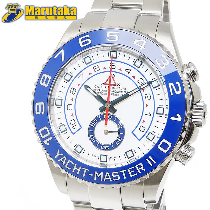 ROLEX ヨットマスター2 前期型 116680 44mm ロレックス 自動巻 メンズ II 腕時計 逸品質屋 丸高 尼崎市 Yacht-Master 2 Cal.4161 ホワイト ブルー レガッタ クロノグラフ watch 送料無料 国際サービス保証書