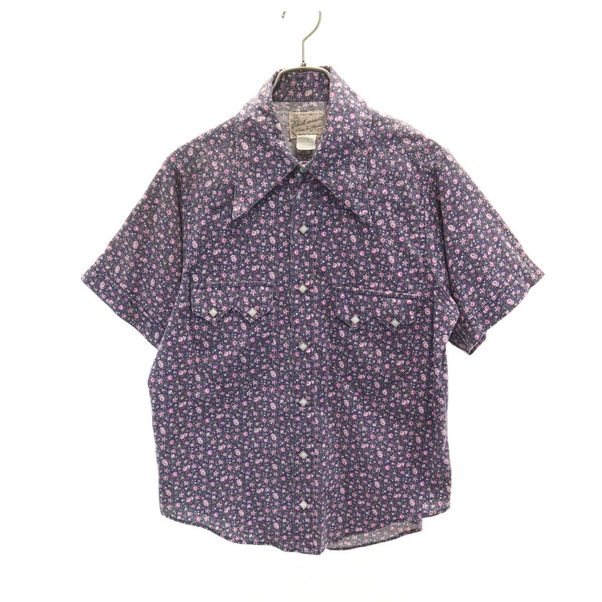 70s Rockmount ウエスタンシャツ ローズ柄プリント 15.5 RockMount ロックマウント 70s USA製 ヴィンテージ 花柄 半袖