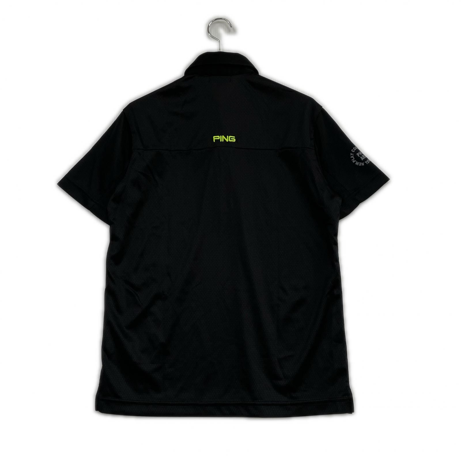 中古 メンズ ピン PING 半袖ポロシャツ M 黒 ブラック 薄手 ロゴ