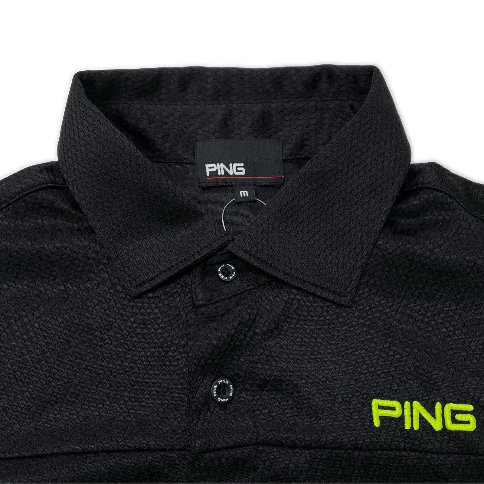 中古 メンズ ピン PING 半袖ポロシャツ M 黒 ブラック 薄手 ロゴ