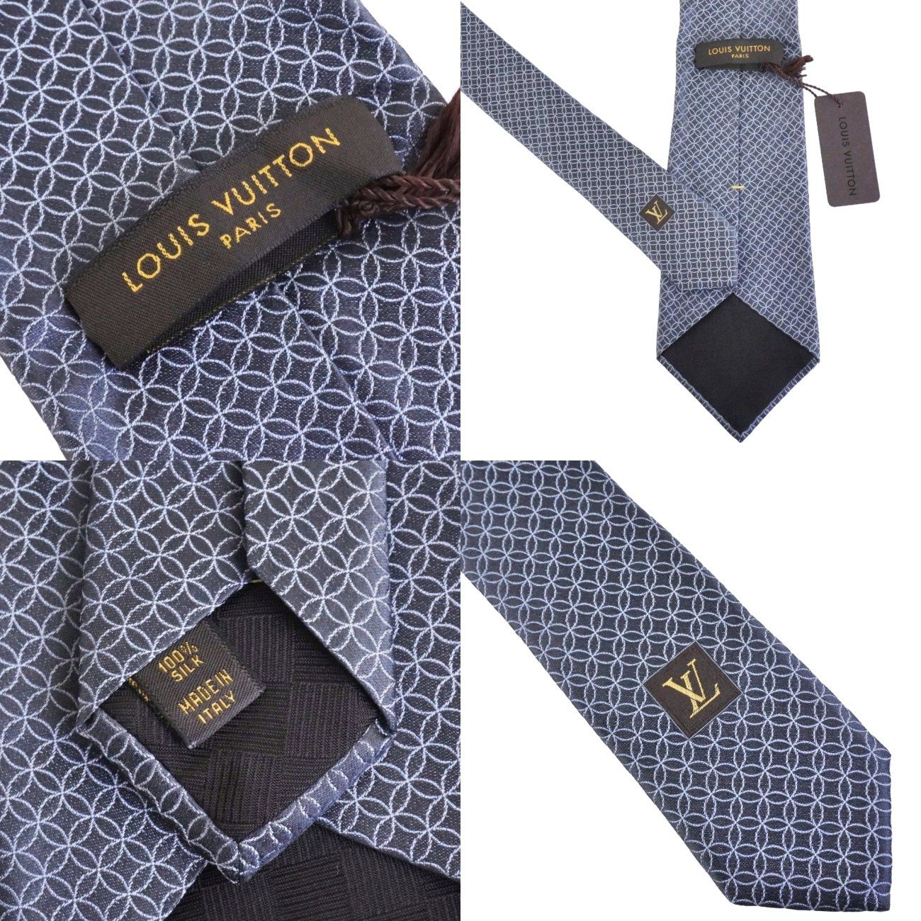 未使用 ルイヴィトン LOUIS VUITTON ネクタイ 総柄 シルク メンズ 