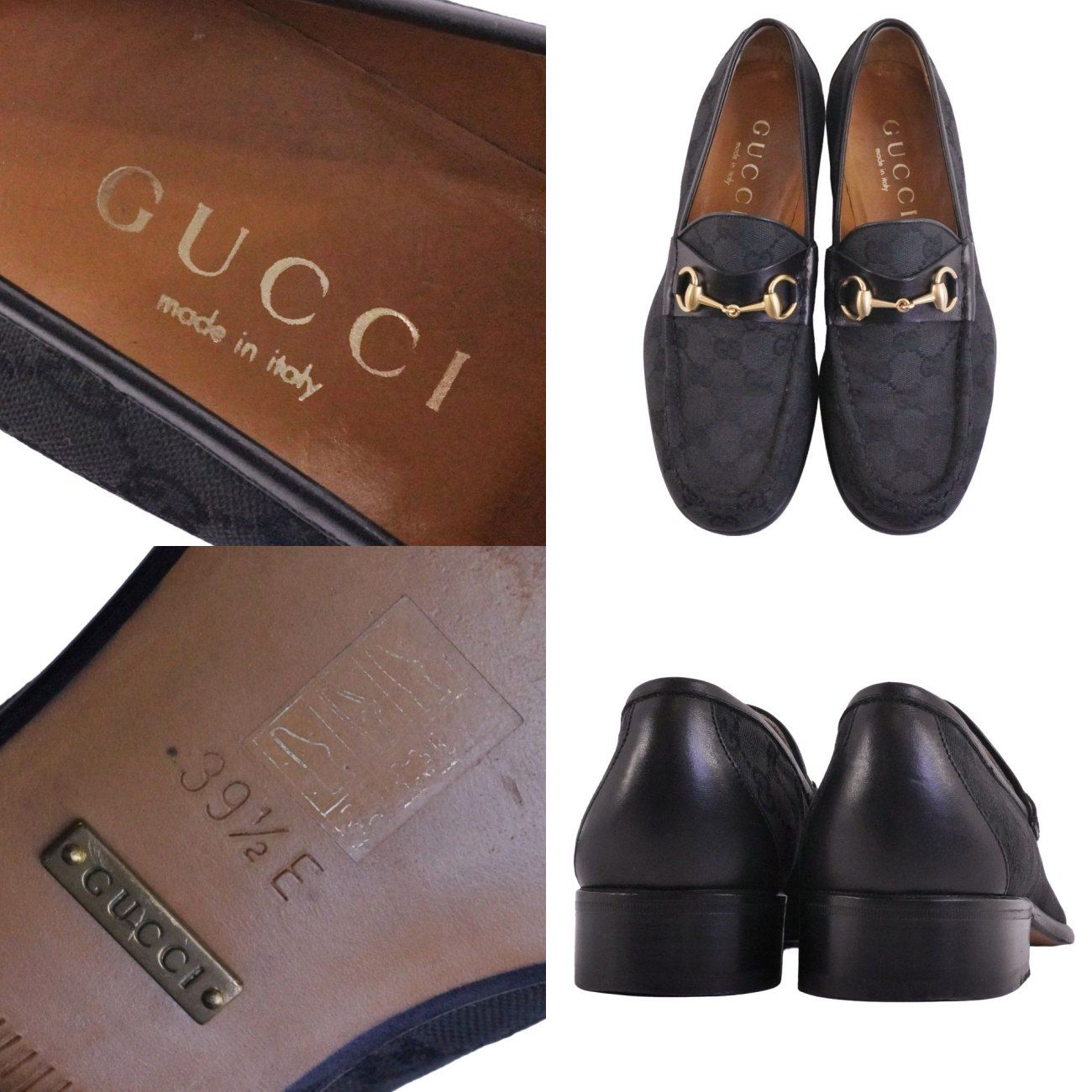 美品 グッチ GUCCI ローファー モカシン ホースビット GG柄 キャンバス 