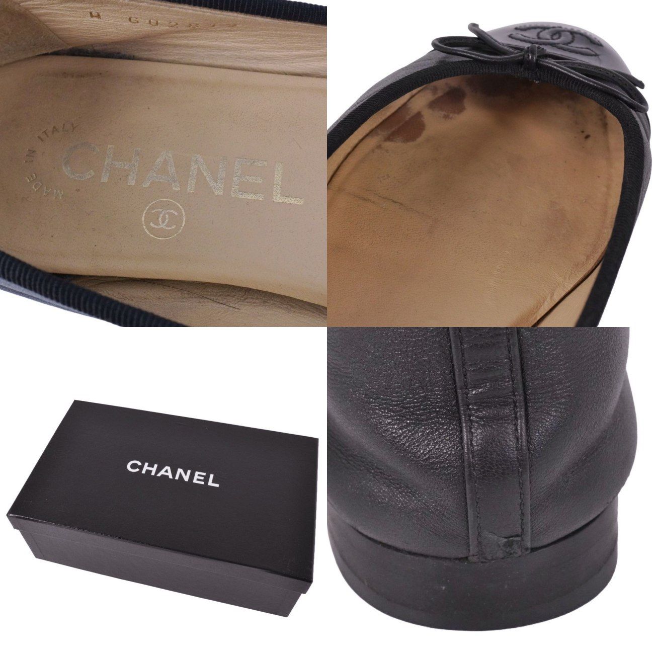 シャネル CHANEL パンプス バレリーナ G02819 リボン ココマーク 