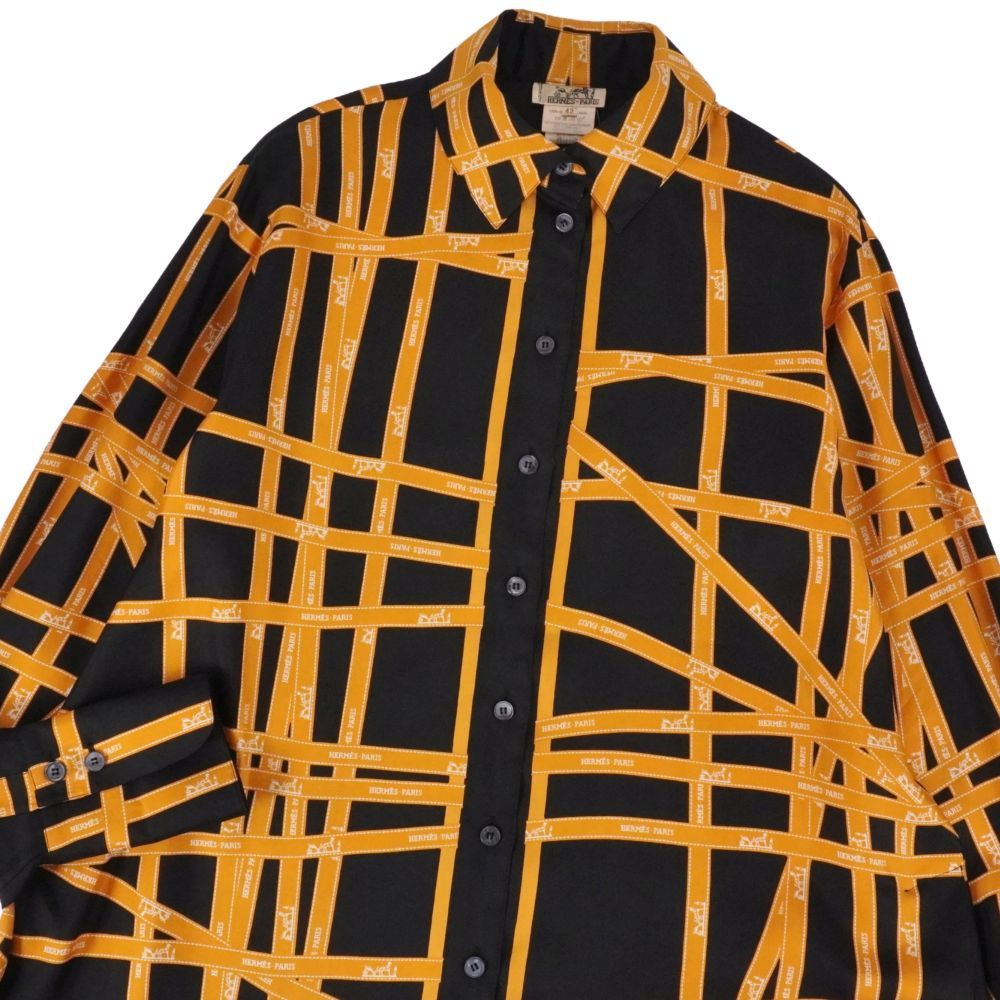美品 Vintage エルメス HERMES シャツ ブラウス 長袖 ボルデュッ
